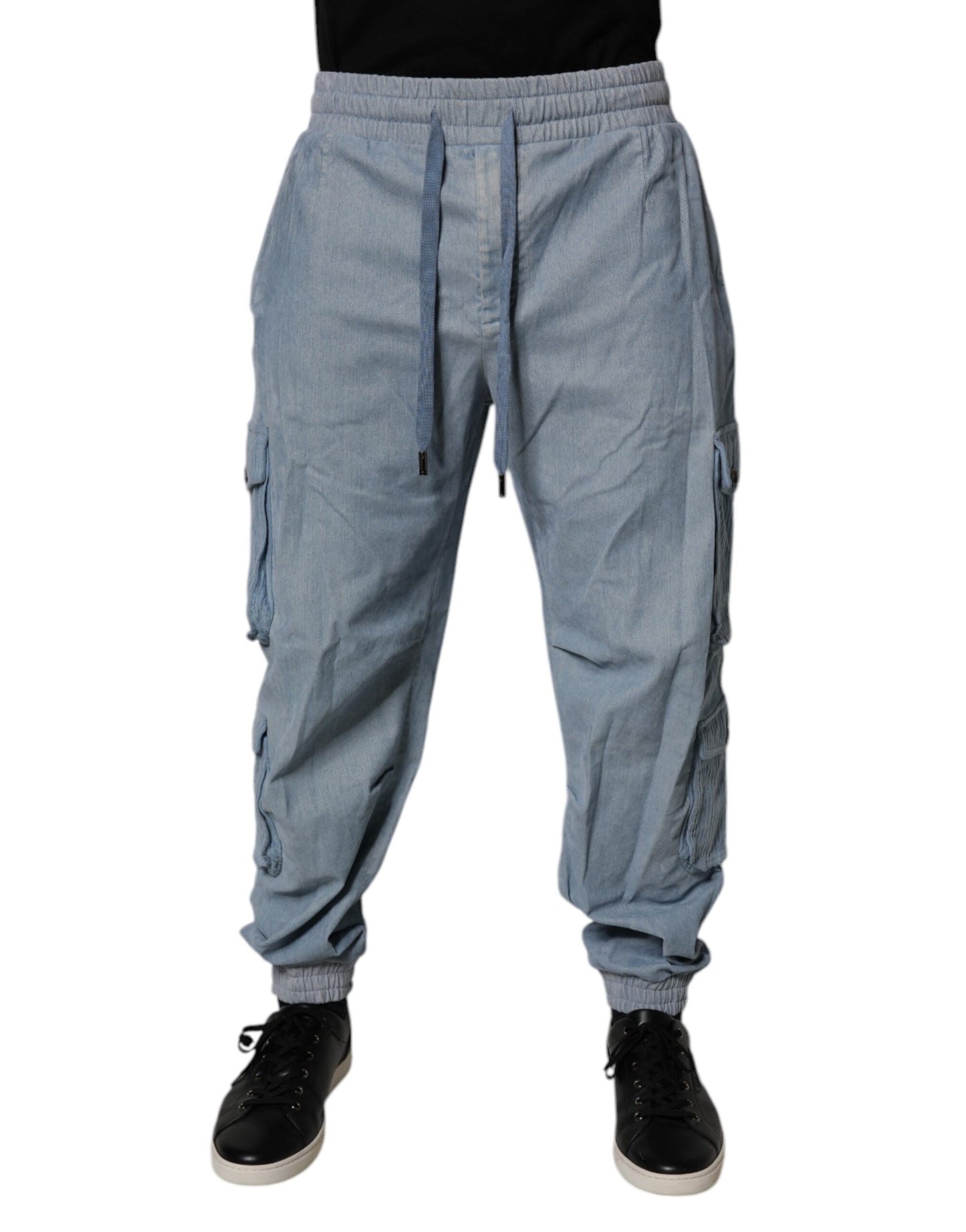 Dolce &amp; Gabbana Ljusblå Bomull Jogger Cargo Herr Denimbyxor