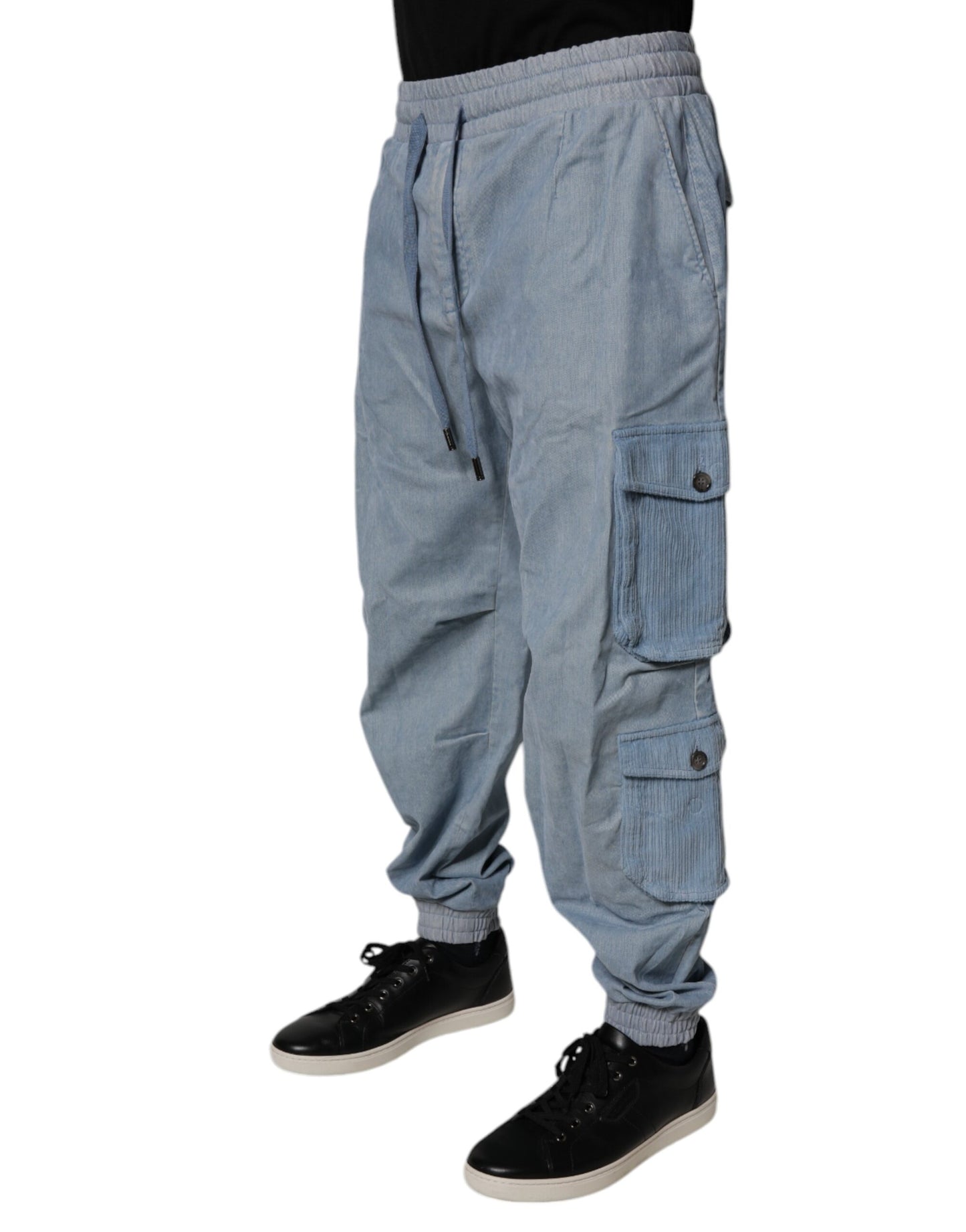 Dolce &amp; Gabbana Ljusblå Bomull Jogger Cargo Herr Denimbyxor