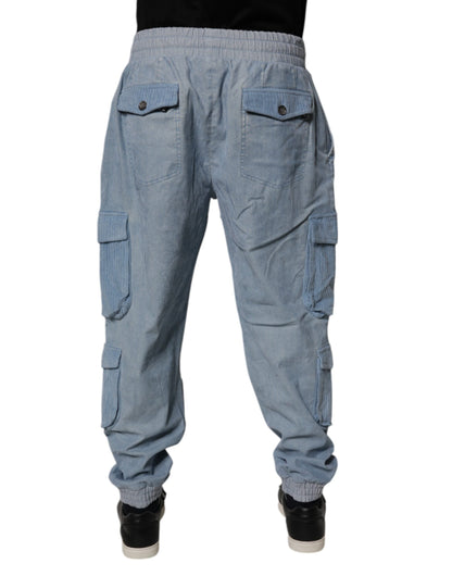 Dolce &amp; Gabbana Ljusblå Bomull Jogger Cargo Herr Denimbyxor