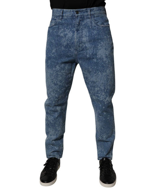 Dolce &amp; Gabbana Blå Tie Dye Bomull Skinny Herrjeans