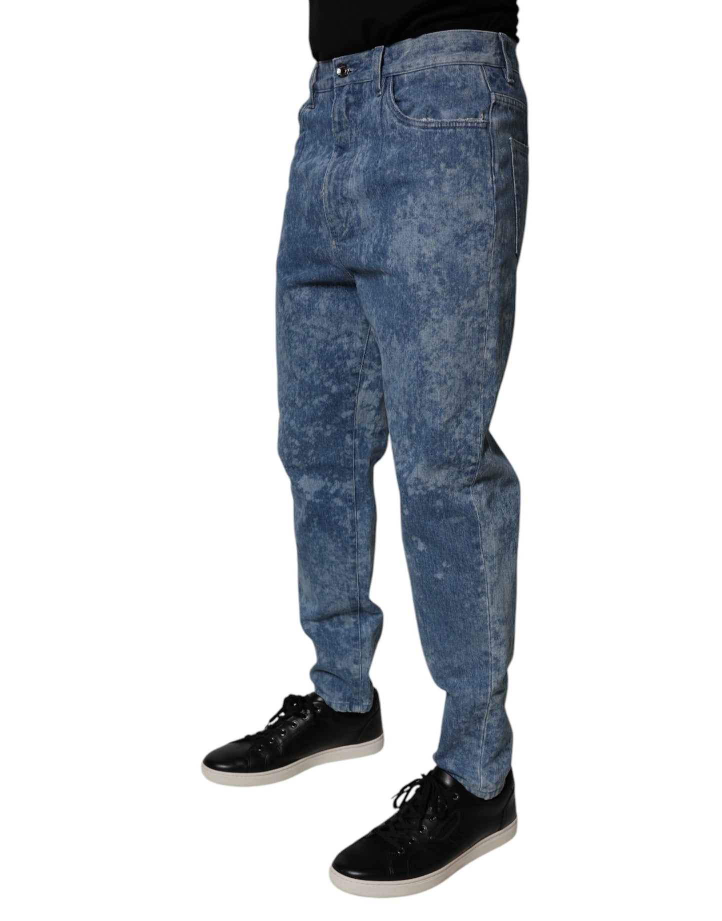 Dolce &amp; Gabbana Blå Tie Dye Bomull Skinny Herrjeans