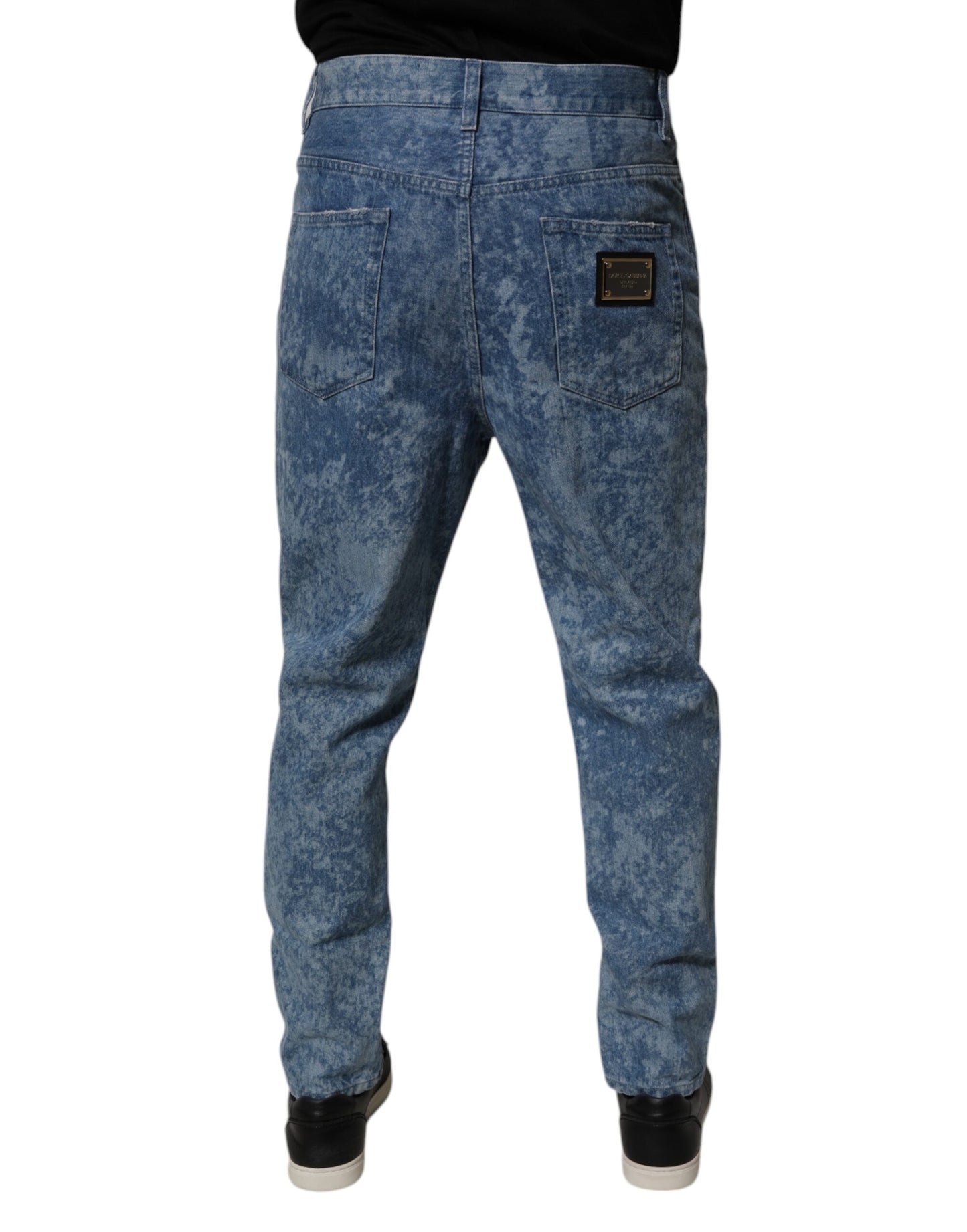Dolce &amp; Gabbana Blå Tie Dye Bomull Skinny Herrjeans