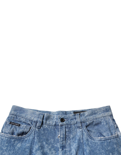 Dolce &amp; Gabbana Blå Tie Dye Bomull Skinny Herrjeans