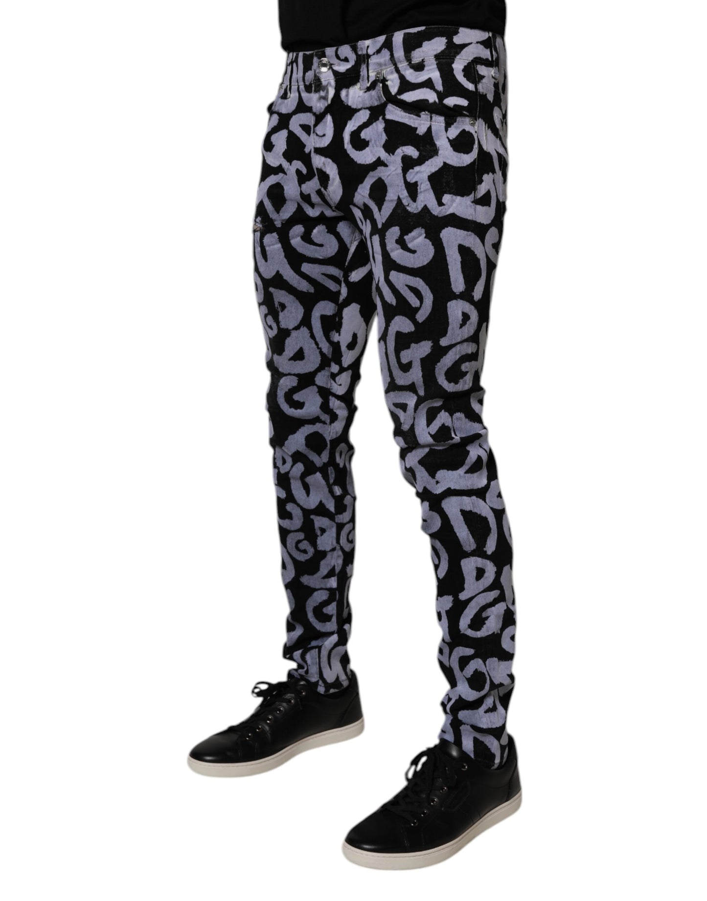 Dolce &amp; Gabbana svarta skinny jeans med logotyp och monogram i bomull