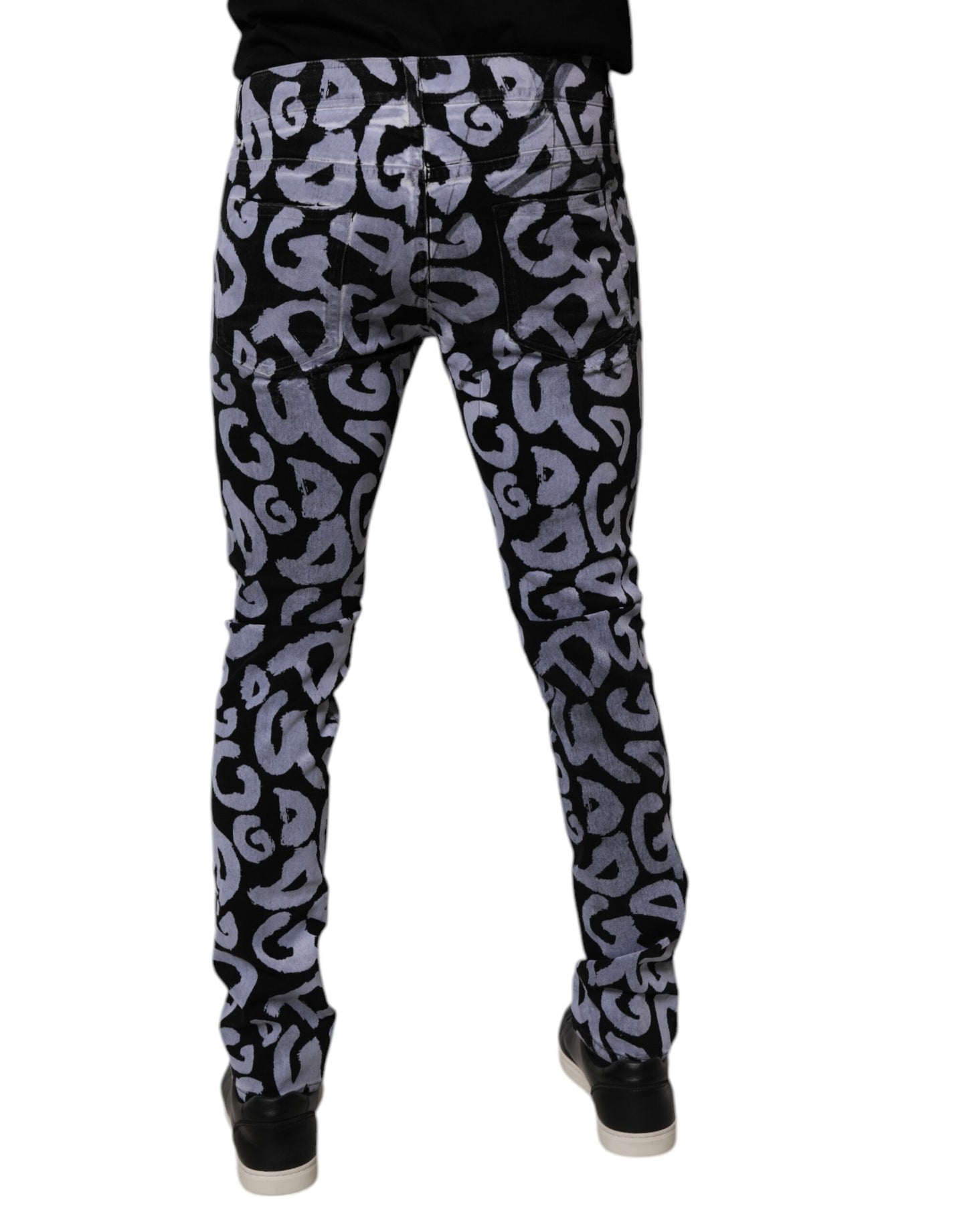 Dolce &amp; Gabbana svarta skinny jeans med logotyp och monogram i bomull