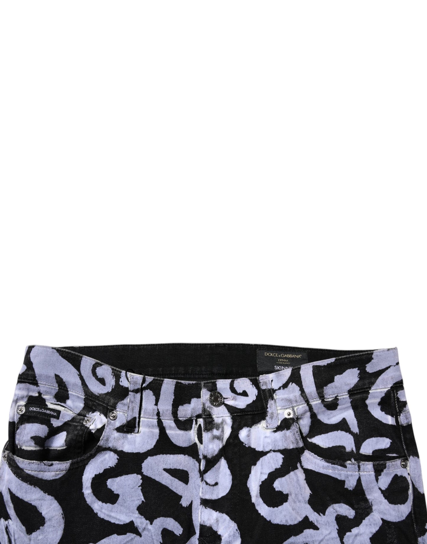 Dolce &amp; Gabbana svarta skinny jeans med logotyp och monogram i bomull