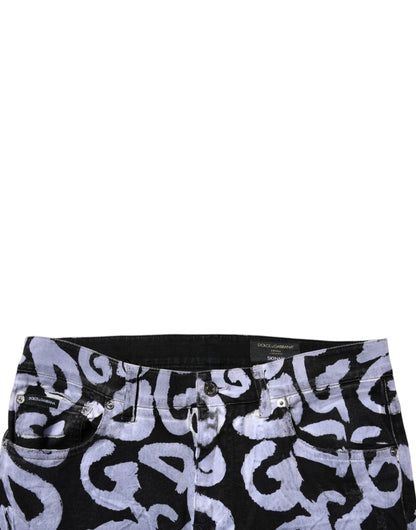 Dolce &amp; Gabbana svarta skinny jeans med logotyp och monogram i bomull