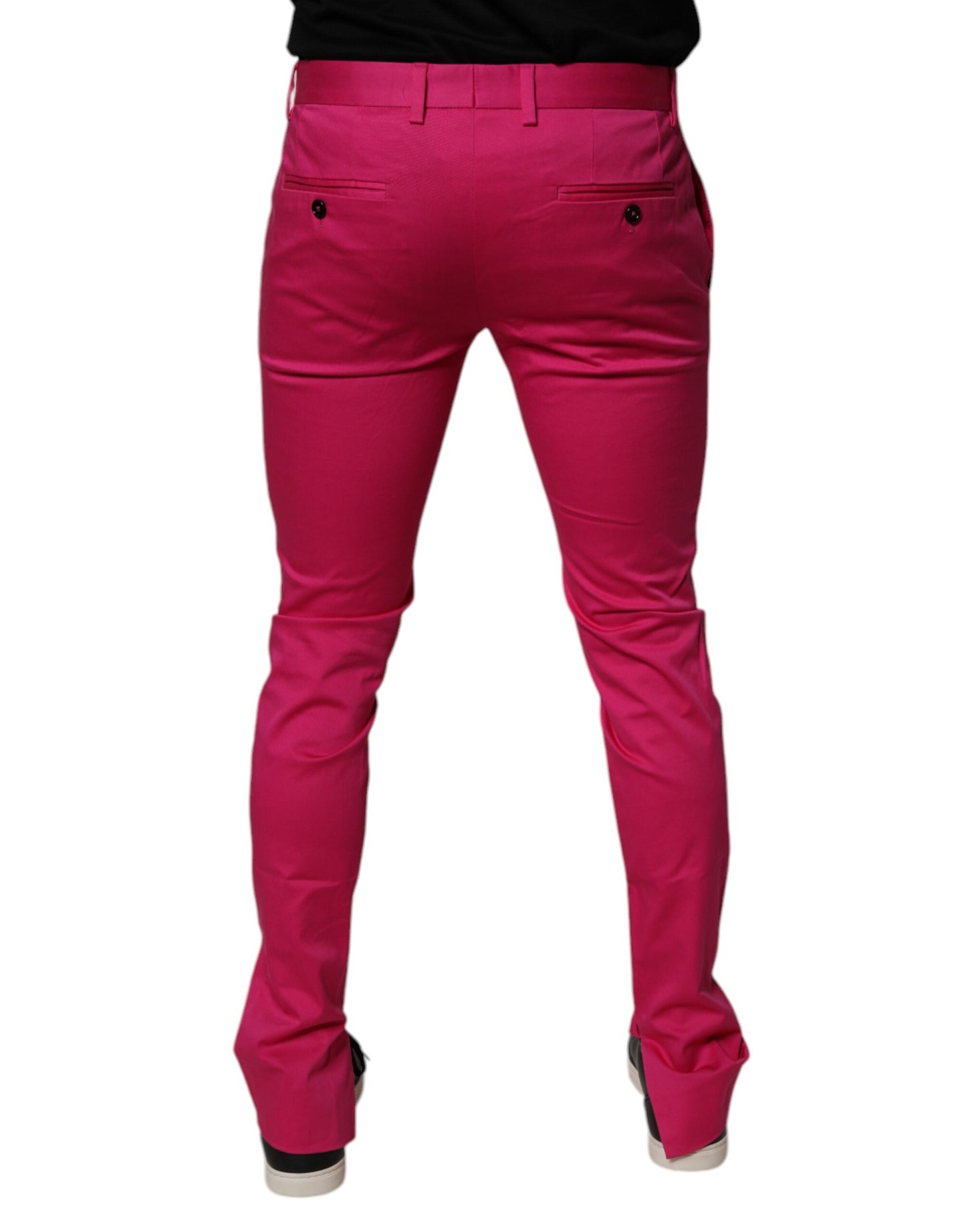 Dolce &amp; Gabbana Rosa Svarta Randiga Slim Fit Herrbyxor