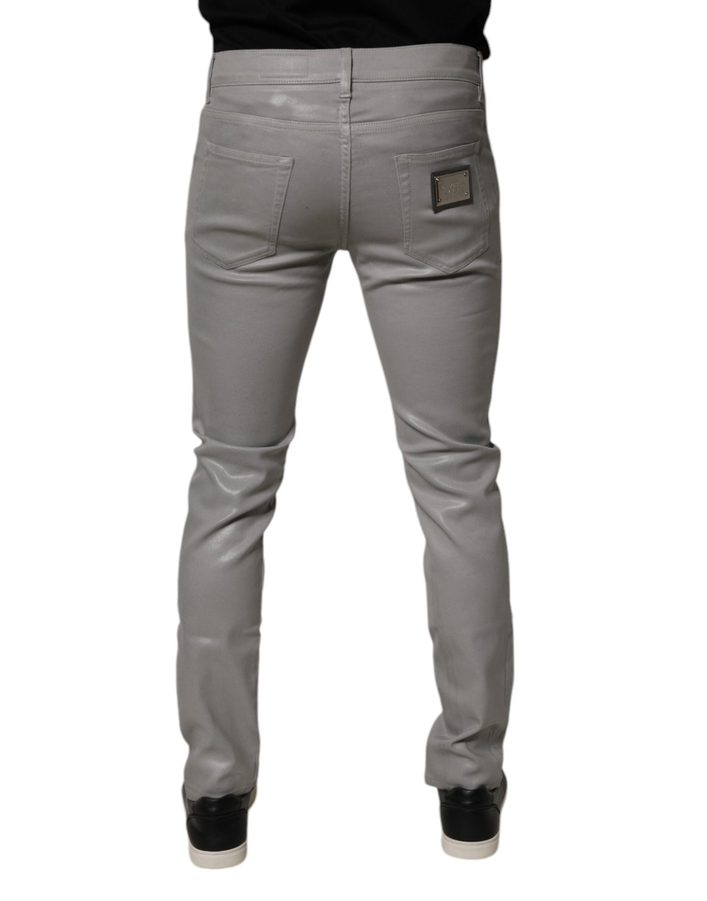 Dolce &amp; Gabbana Grå Bomullsstretch Herr Slim Fit Denim Jeans