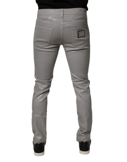 Dolce &amp; Gabbana Grå Bomullsstretch Herr Slim Fit Denim Jeans