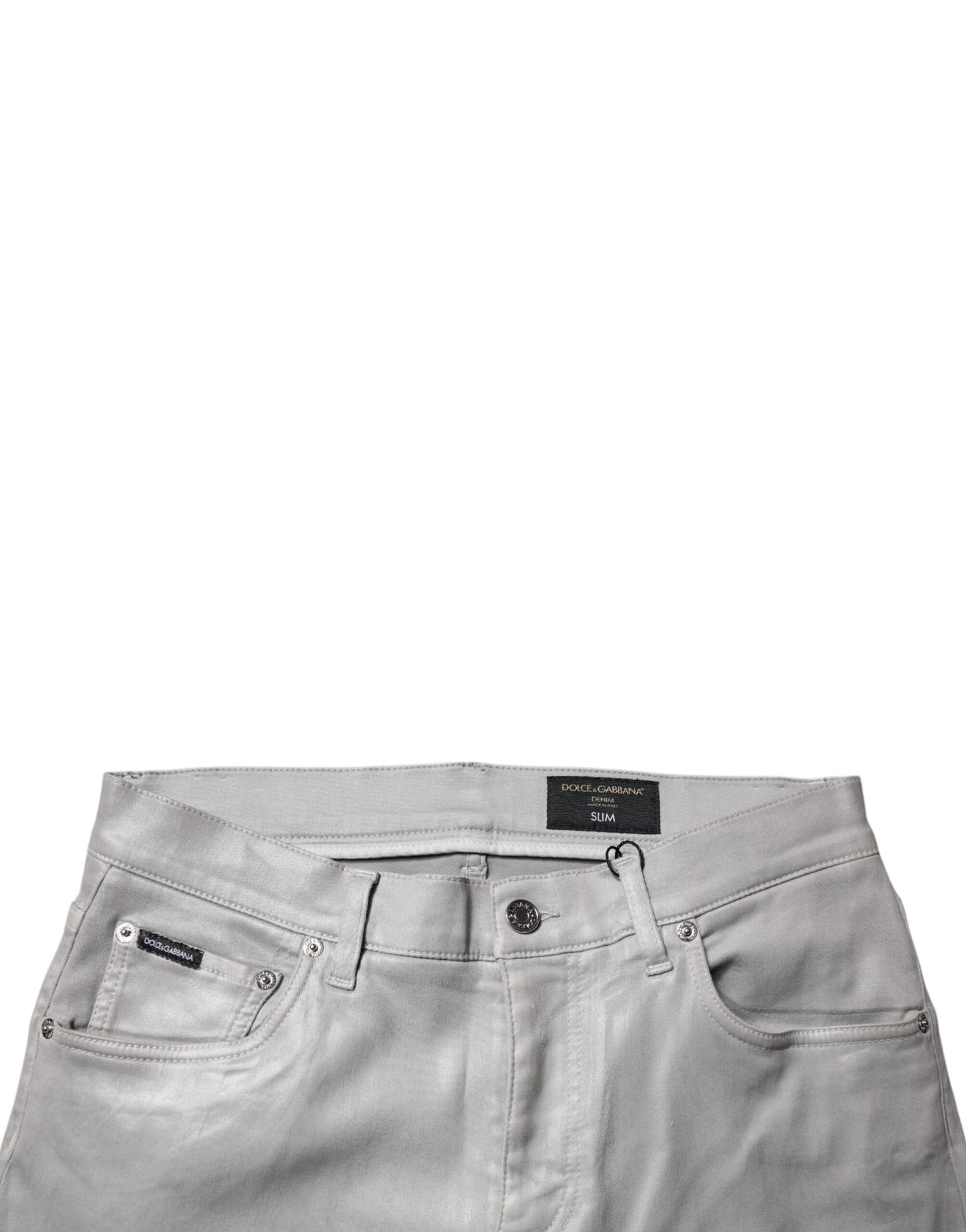 Dolce &amp; Gabbana Grå Bomullsstretch Herr Slim Fit Denim Jeans
