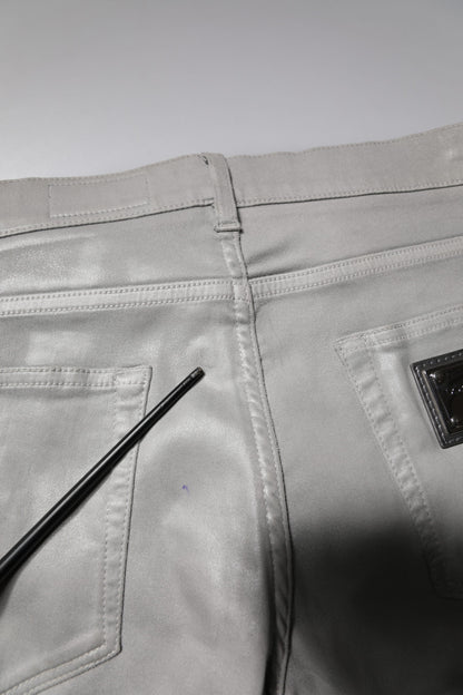 Dolce &amp; Gabbana Grå Bomullsstretch Herr Slim Fit Denim Jeans