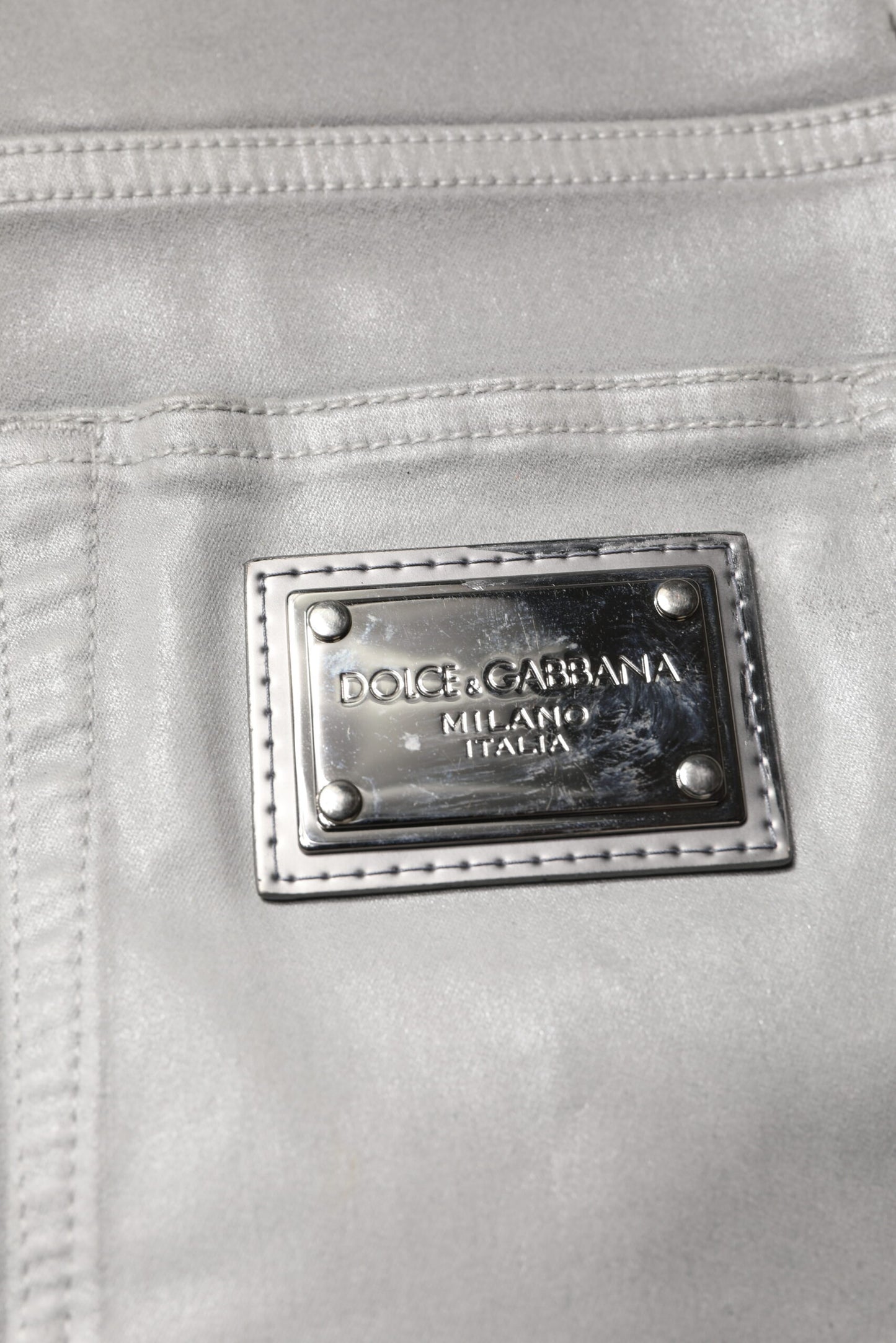 Dolce &amp; Gabbana Grå Bomullsstretch Herr Slim Fit Denim Jeans