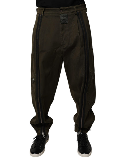 Dolce &amp; Gabbana Mörkbruna Jogger Cargobyxor i Bomull