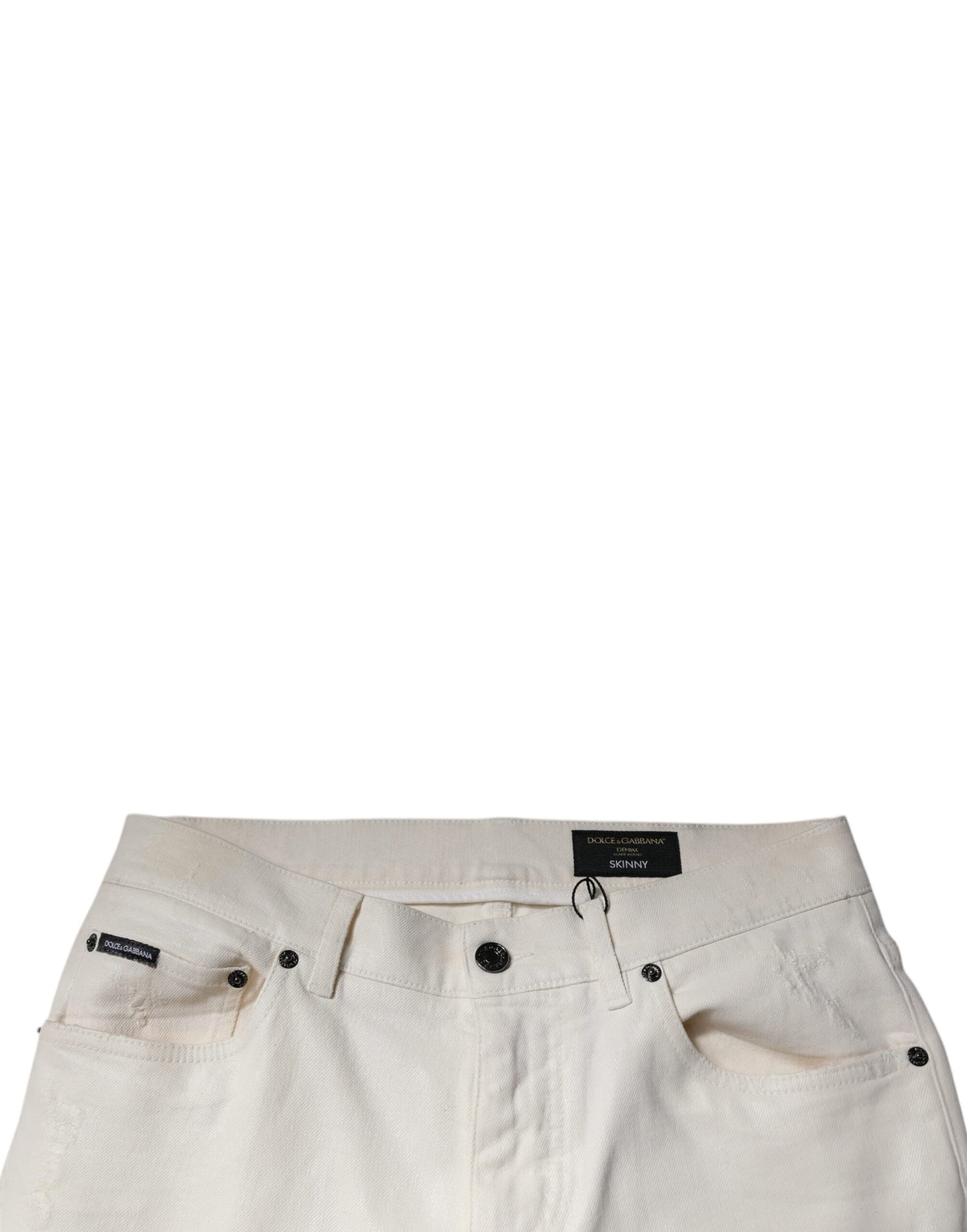 Dolce &amp; Gabbana Off White Bomullsstretch Skinny Denim Jeans