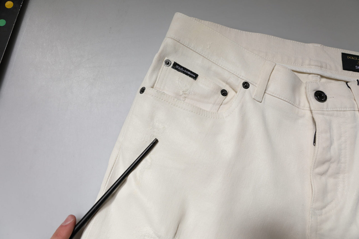 Dolce &amp; Gabbana Off White Bomullsstretch Skinny Denim Jeans