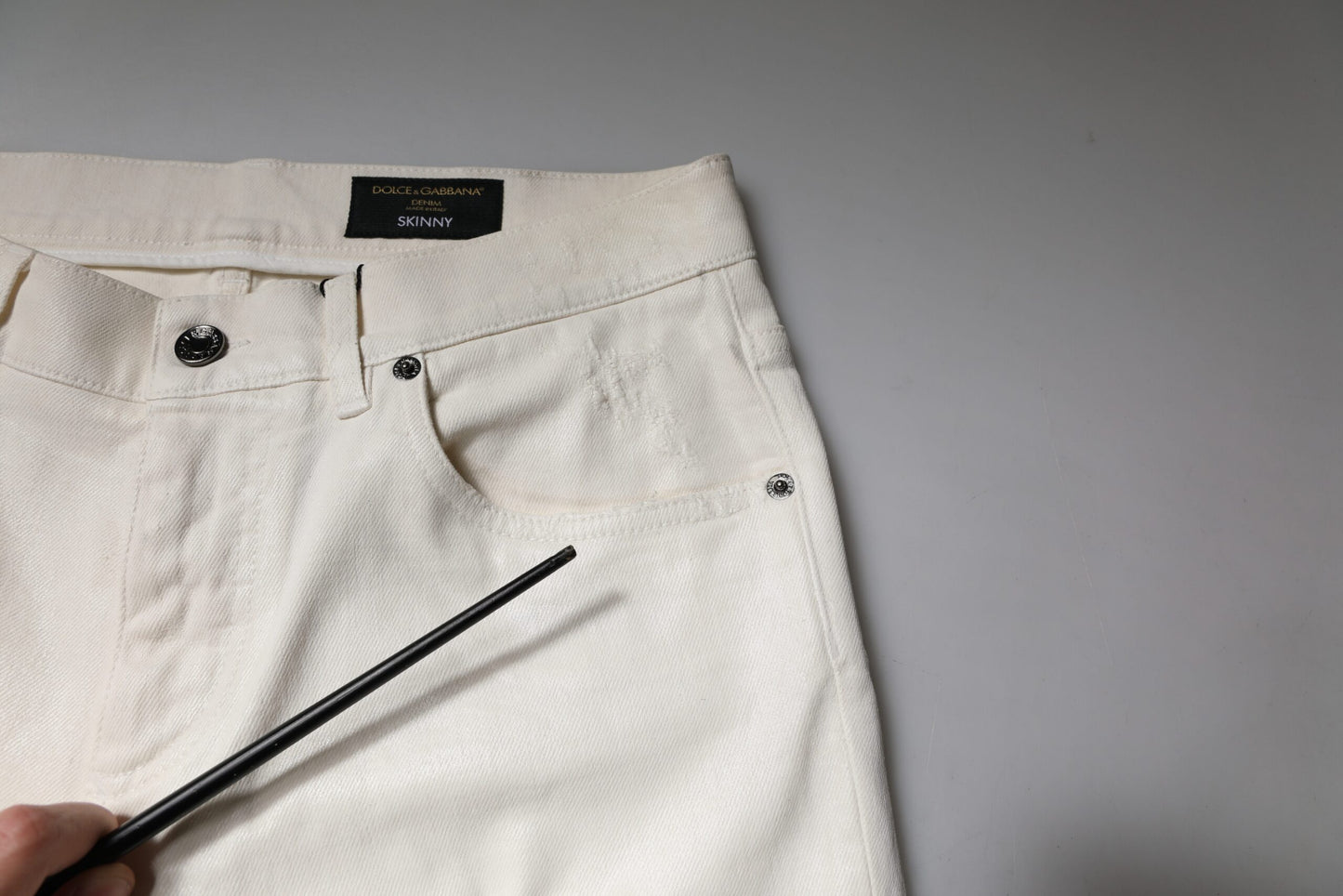 Dolce &amp; Gabbana Off White Bomullsstretch Skinny Denim Jeans