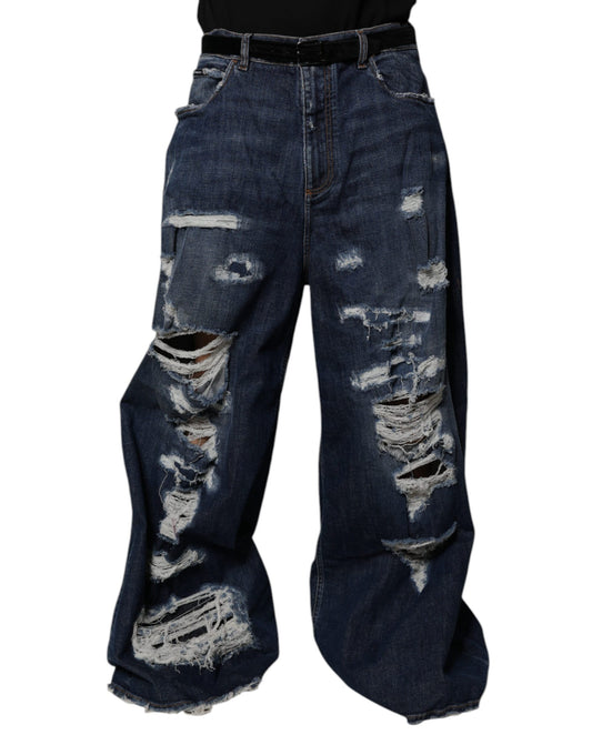 Dolce &amp; Gabbana Mörkblå Trasiga Vida Ben Herrjeans