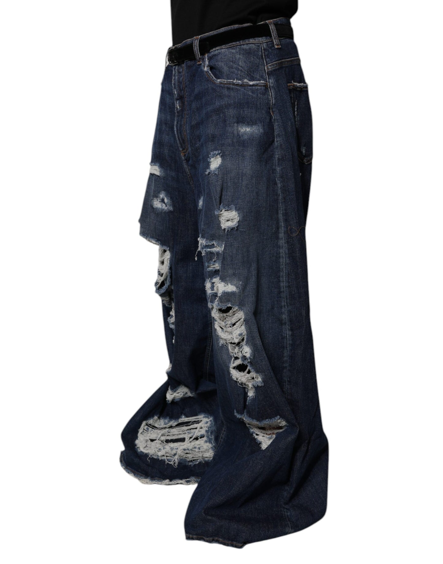 Dolce &amp; Gabbana Mörkblå Trasiga Vida Ben Herrjeans