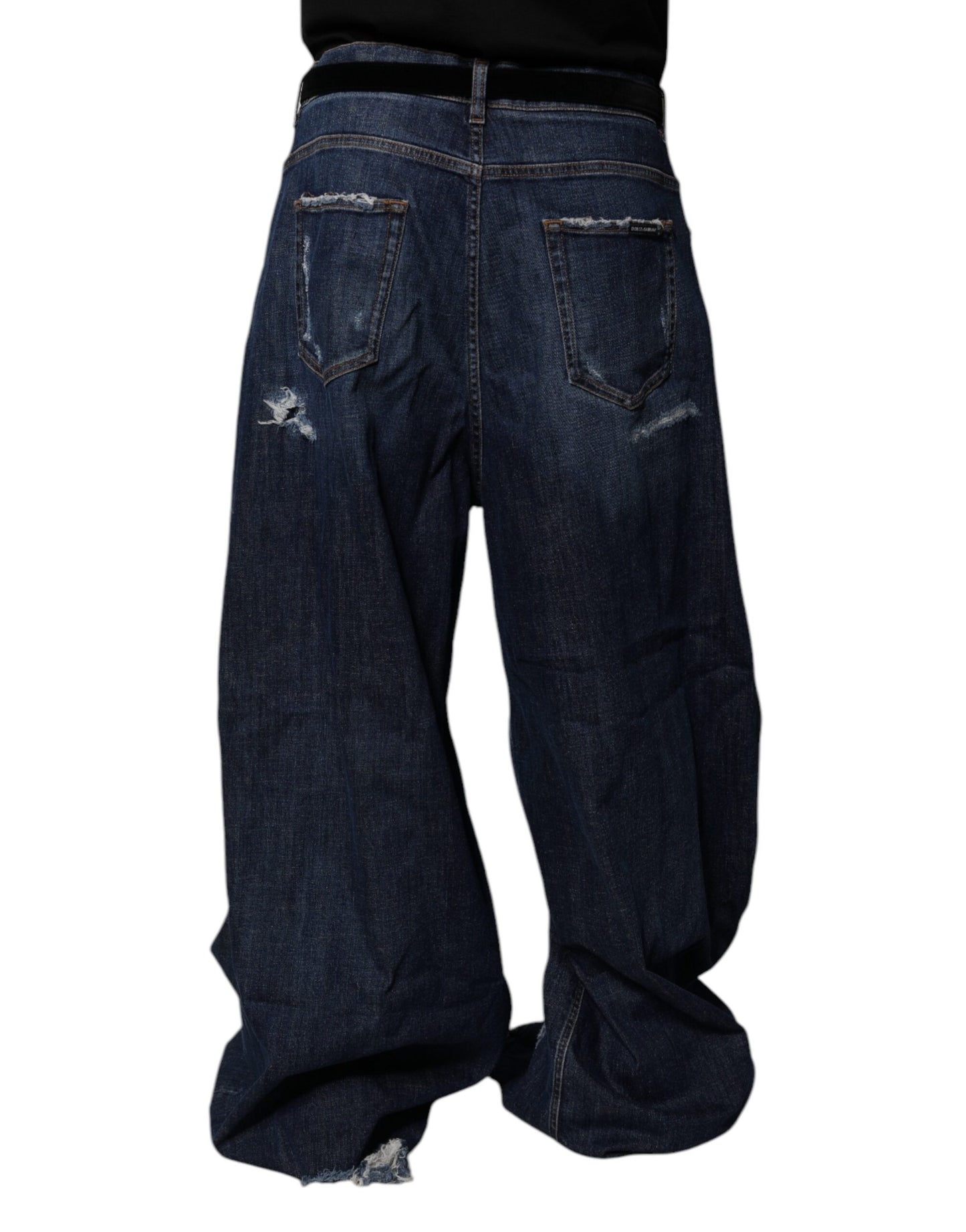 Dolce &amp; Gabbana Mörkblå Trasiga Vida Ben Herrjeans