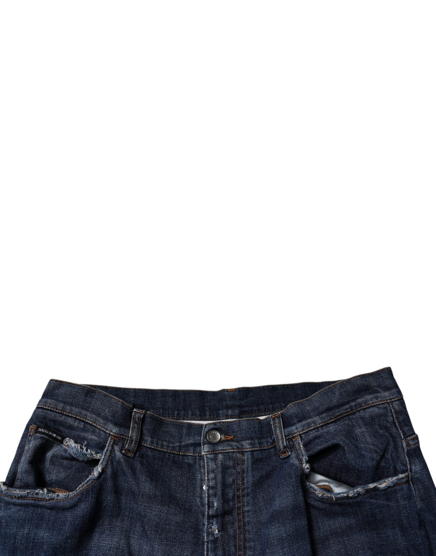 Dolce &amp; Gabbana Mörkblå Trasiga Vida Ben Herrjeans