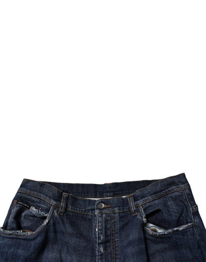 Dolce &amp; Gabbana Mörkblå Trasiga Vida Ben Herrjeans
