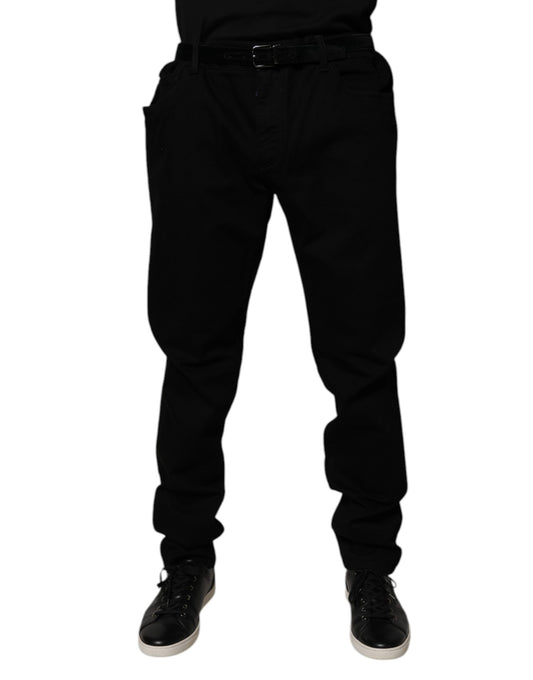Dolce &amp; Gabbana svarta bomullsstretchiga slim fit-jeans