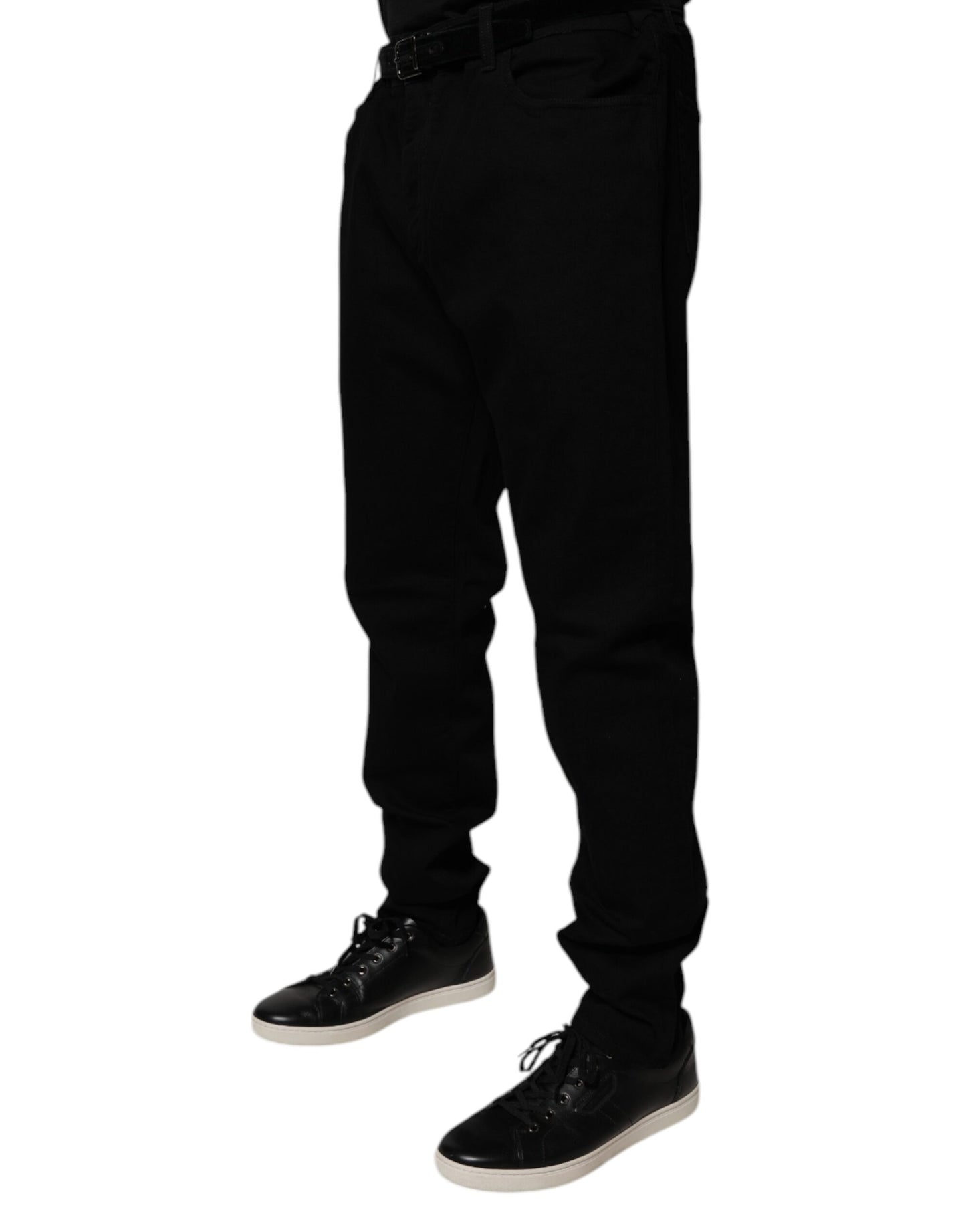 Dolce &amp; Gabbana svarta bomullsstretchiga slim fit-jeans