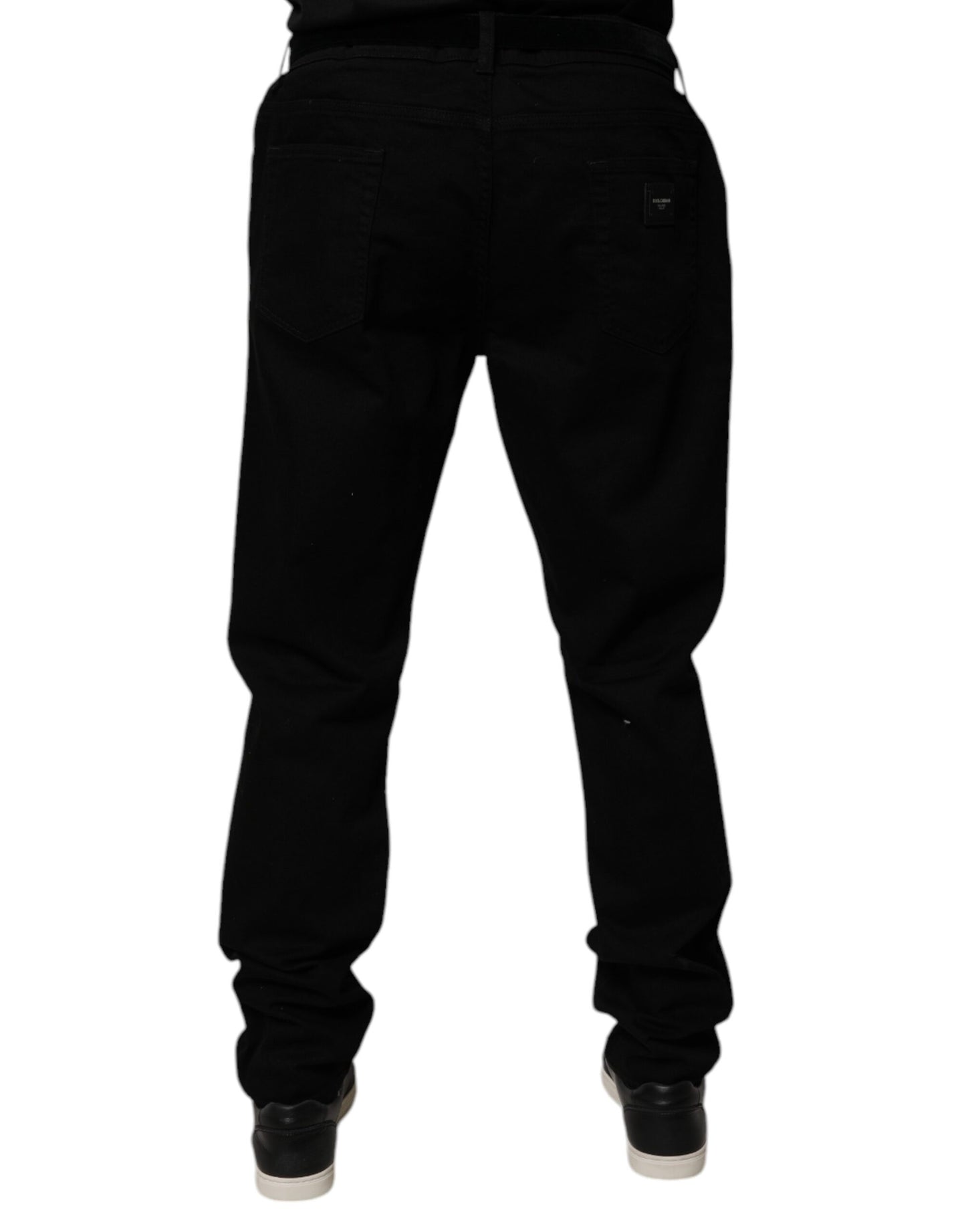 Dolce &amp; Gabbana svarta bomullsstretchiga slim fit-jeans