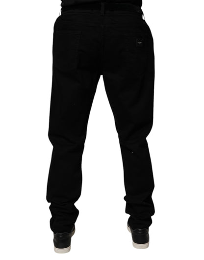 Dolce &amp; Gabbana svarta bomullsstretchiga slim fit-jeans
