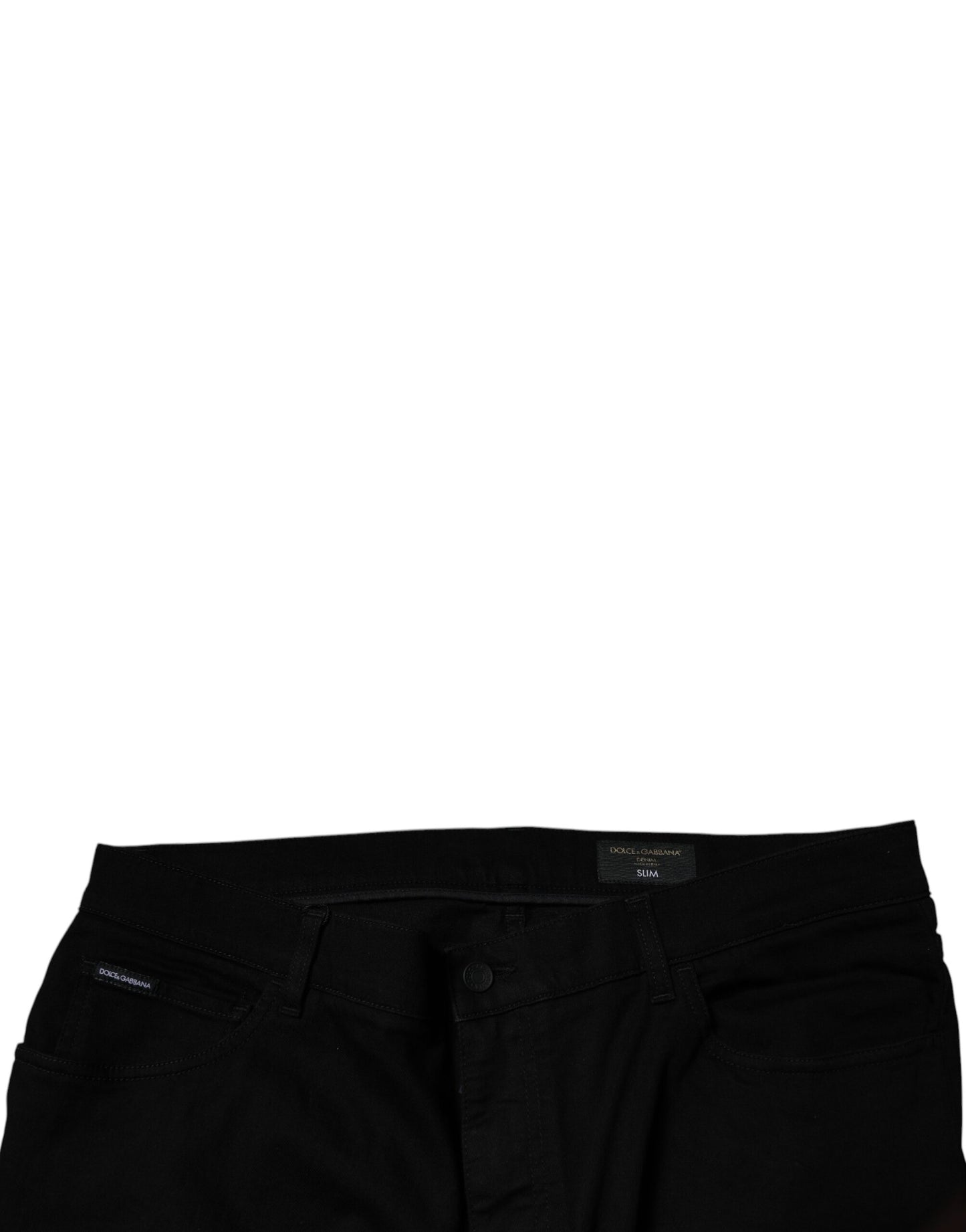 Dolce &amp; Gabbana svarta bomullsstretchiga slim fit-jeans