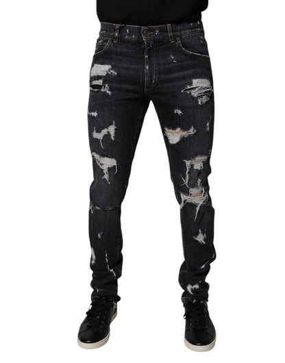 Dolce &amp; Gabbana Svarta Skinny Jeans i Bomull för Herrar