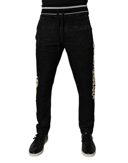 Dolce &amp; Gabbana Svarta Joggerbyxor Med Mellanhög Midja Herr Träningsbyxor