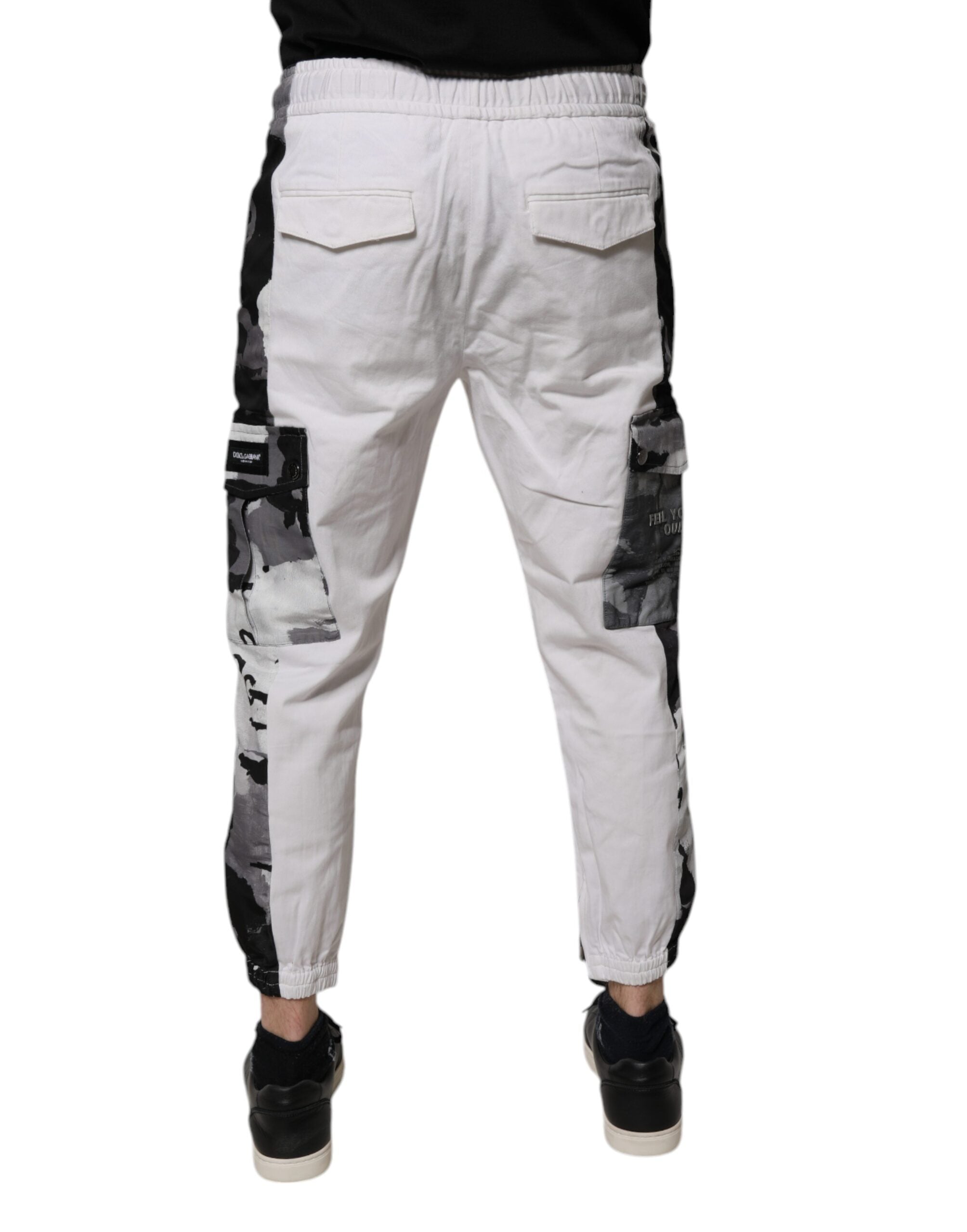 Dolce & Gabbana White Cotton Cargo Jogger Sweatpants Pants