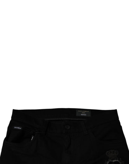 Dolce &amp; Gabbana svarta Sacred Heart bomulls skinny denimjeans