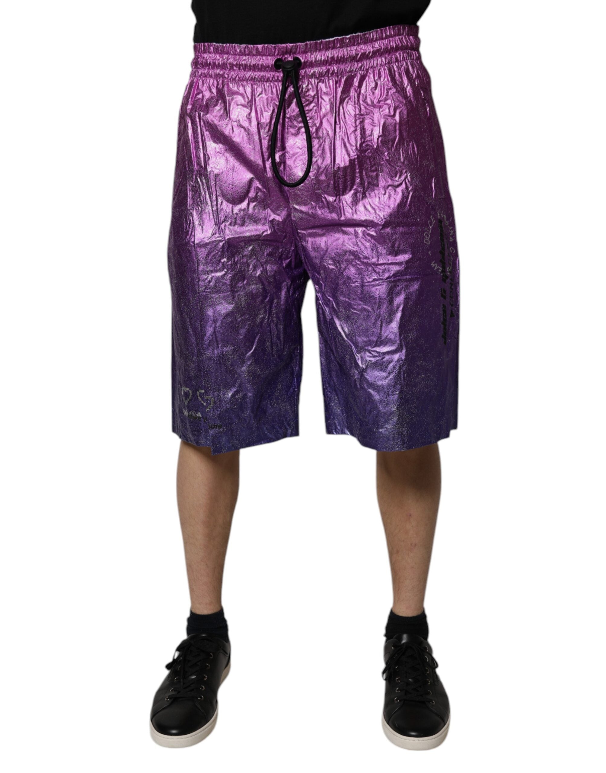 Metallic Rosa Lila Tvåfärgade Bermudashorts