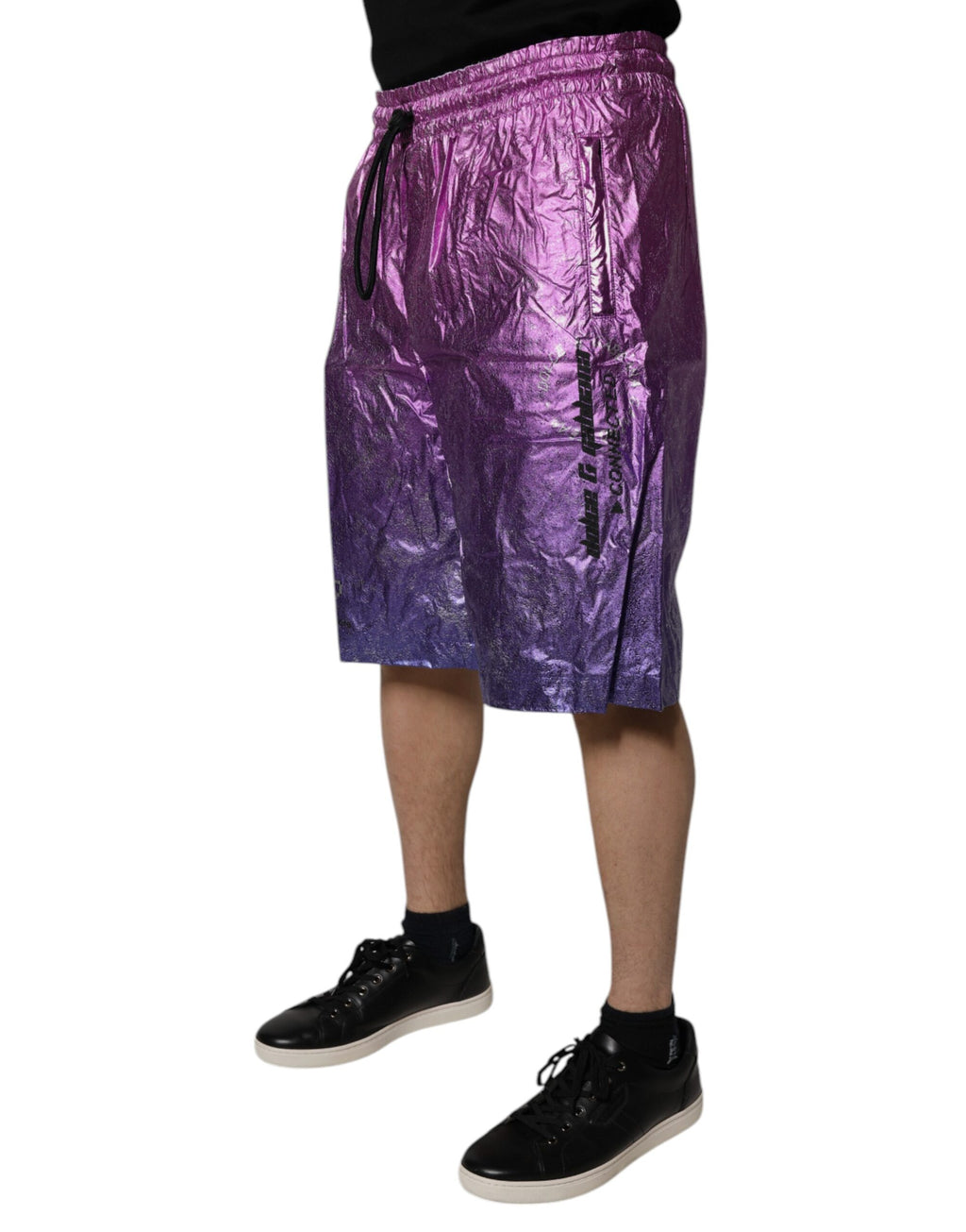 Metallic Rosa Lila Tvåfärgade Bermudashorts