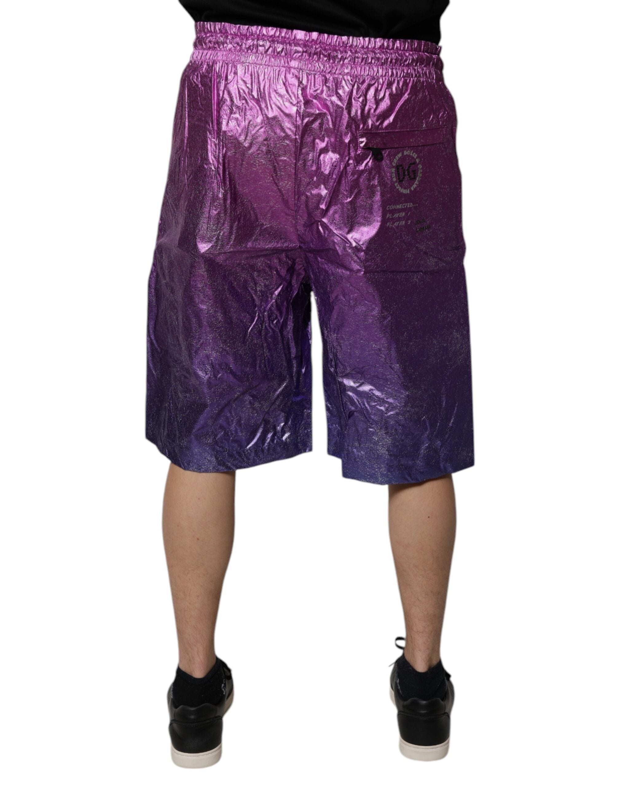 Metallic Rosa Lila Tvåfärgade Bermudashorts