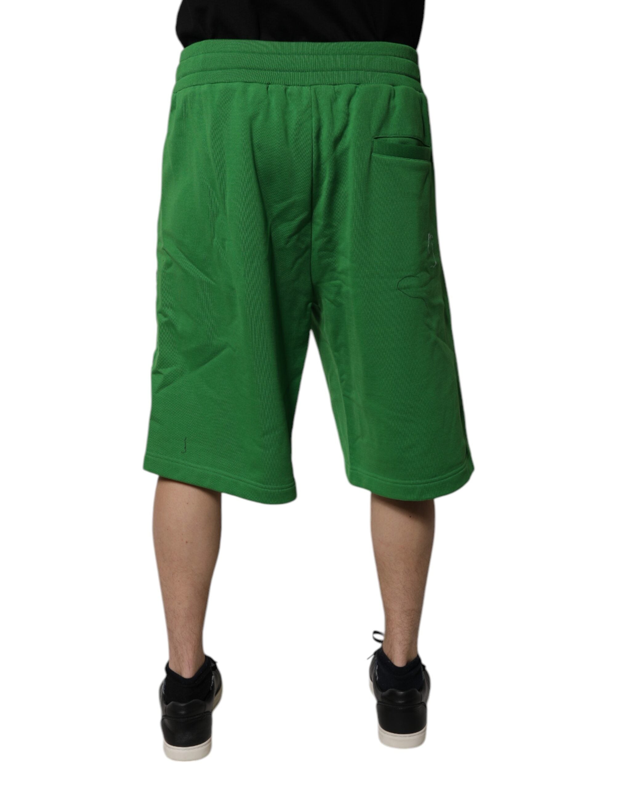Dolce & Gabbana Green Cotton Men Sweatshorts Bermuda Shorts