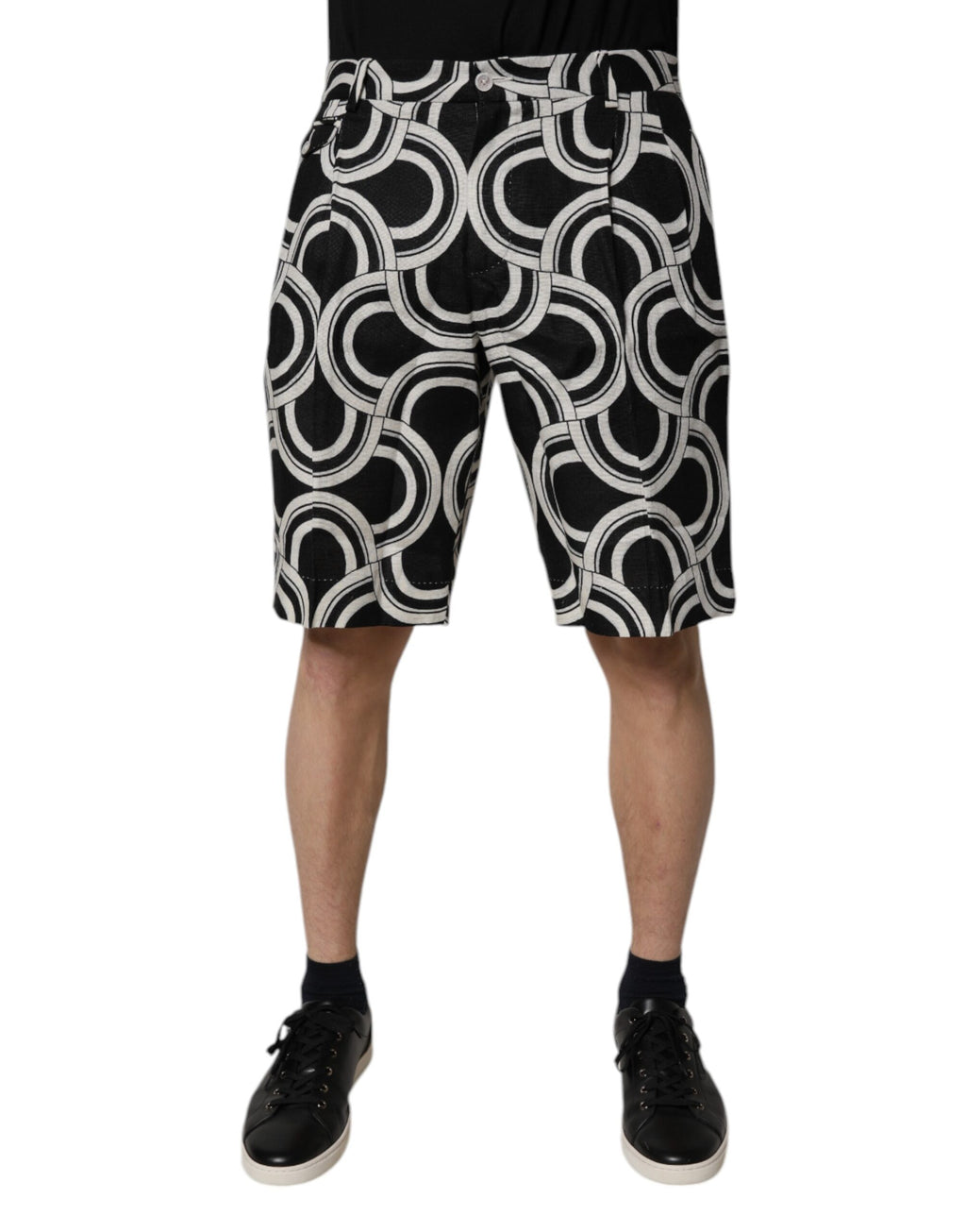 Svarta vita linnebermudashorts