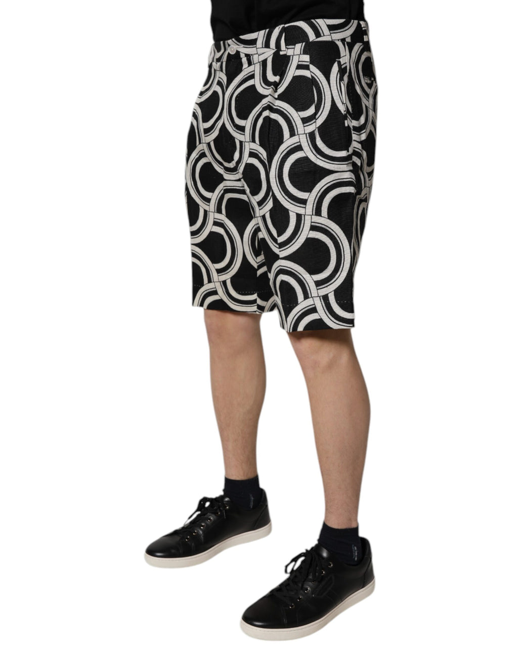 Svarta vita linnebermudashorts