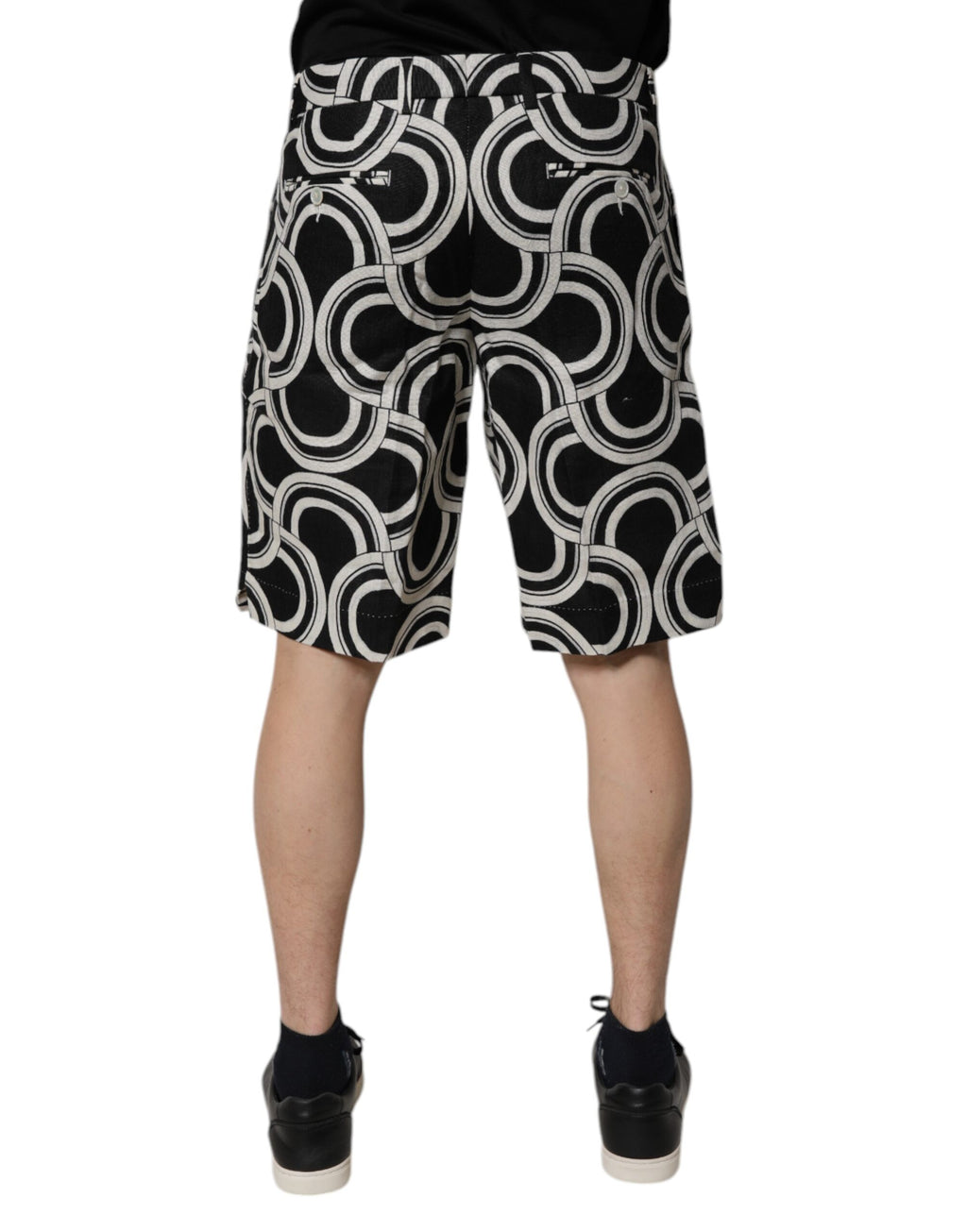 Svarta vita linnebermudashorts