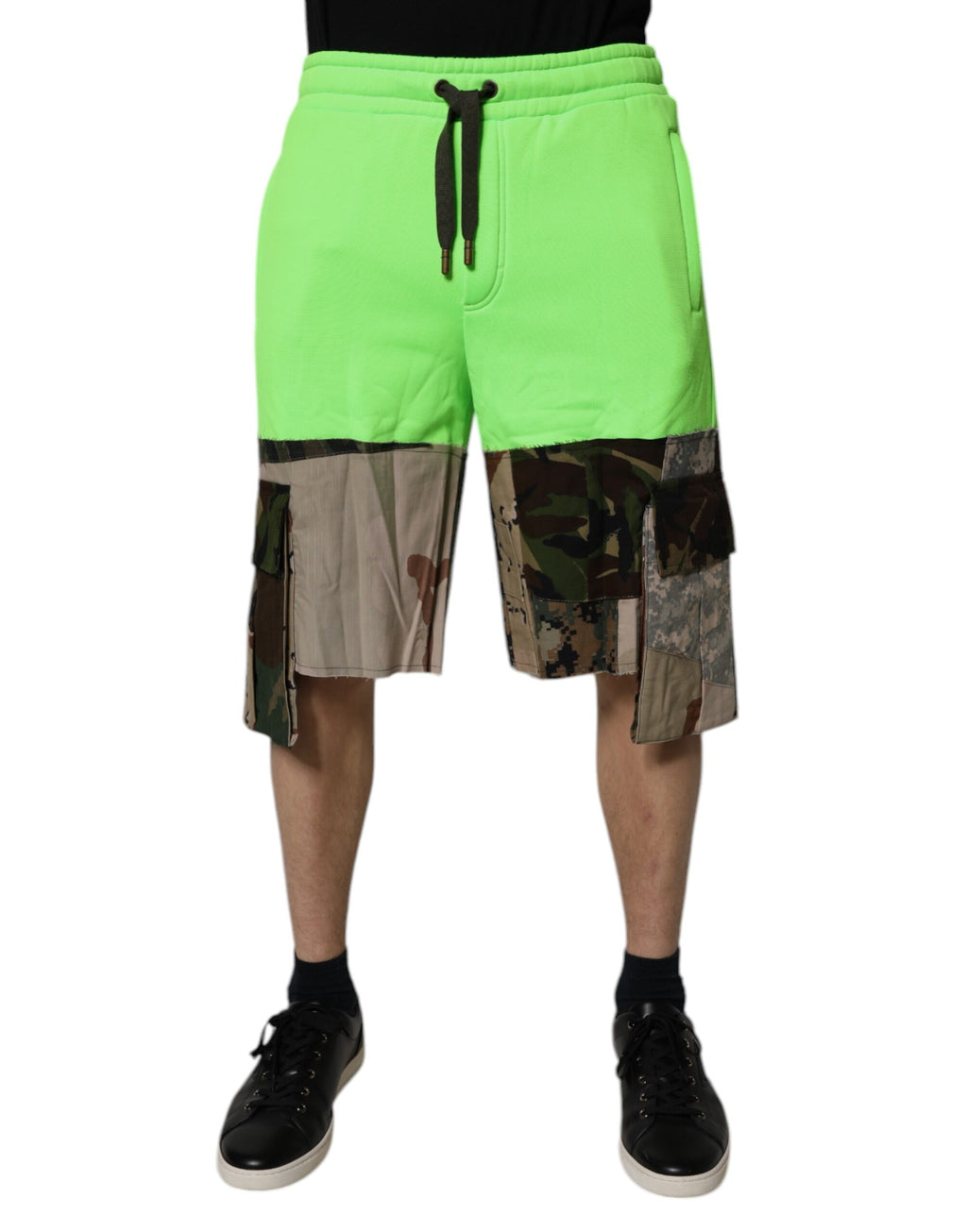 Gröna Patchwork Camouflage Herr Cargo Shorts