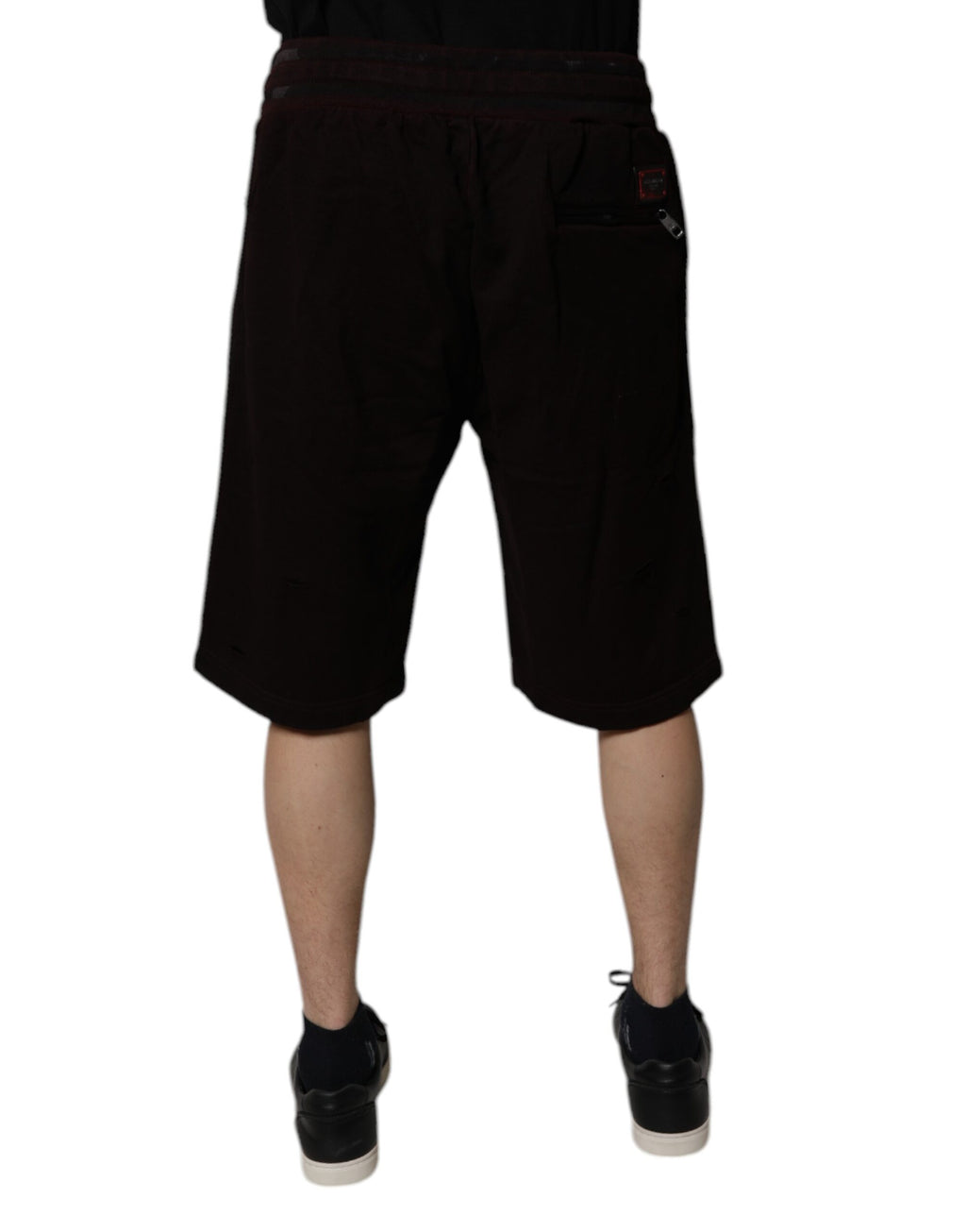 Rödbruna bomullsbermudashorts med logotyp och plakett