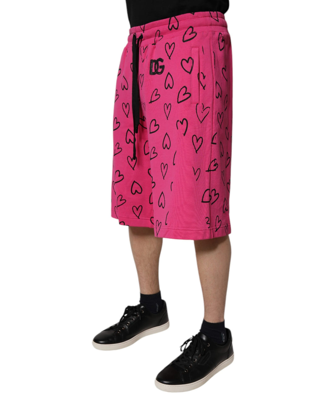 Rosa Bermudashorts i bomull med hjärtmönster
