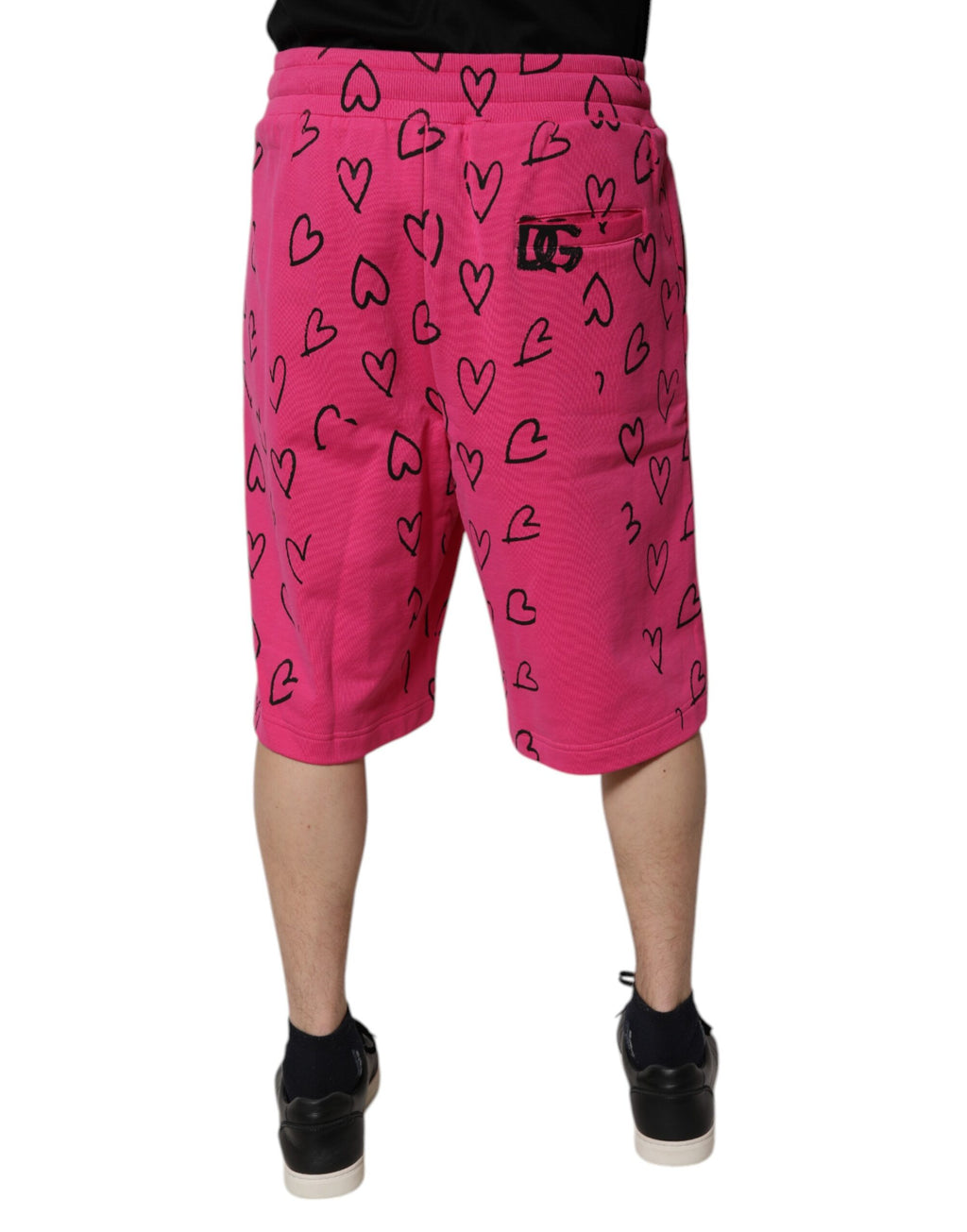 Rosa Bermudashorts i bomull med hjärtmönster