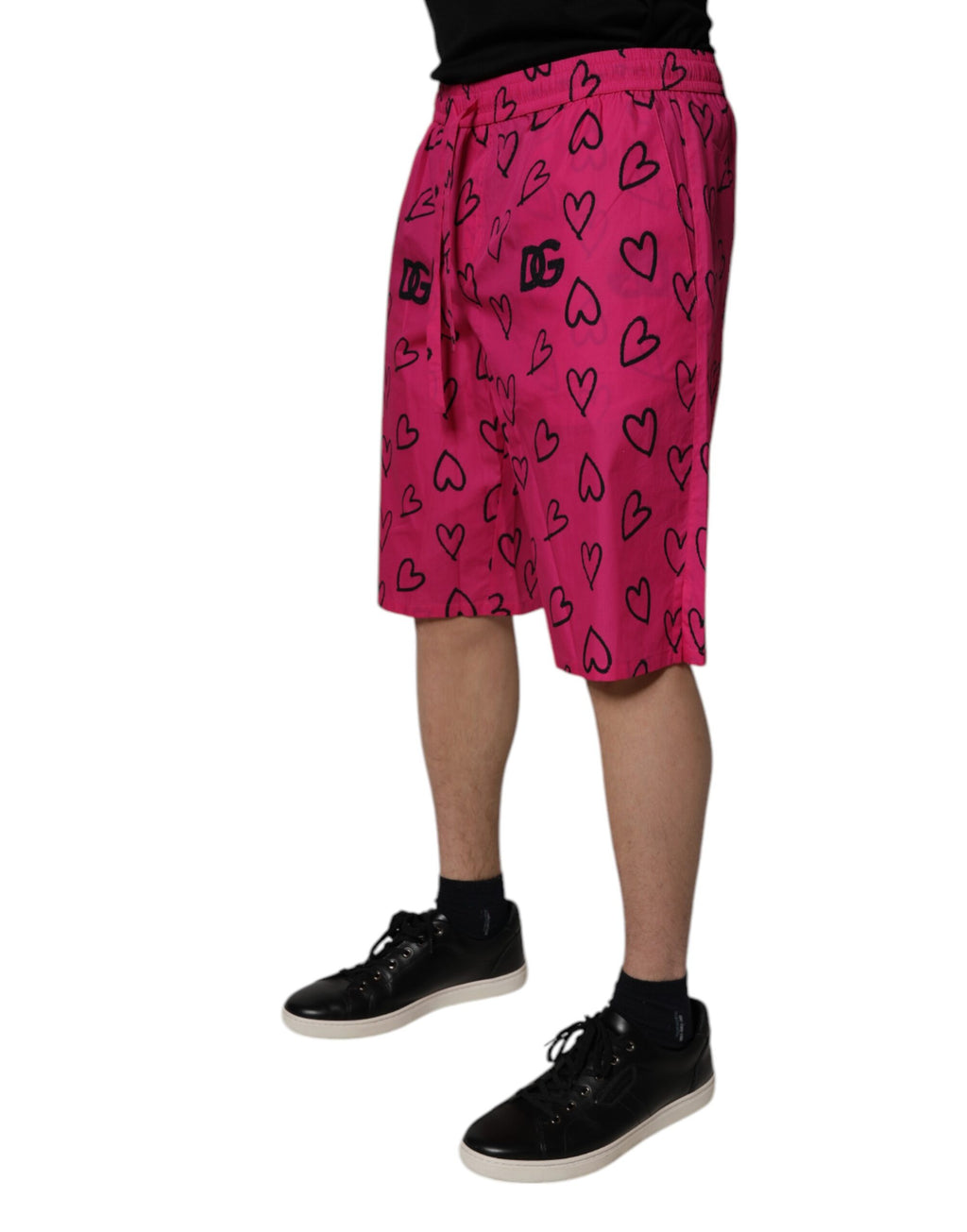 Rosa Bermudashorts i bomull med hjärtmönster