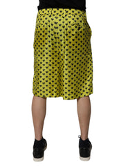 Dolce & Gabbana Green Silk Heart Print Bermuda Shorts