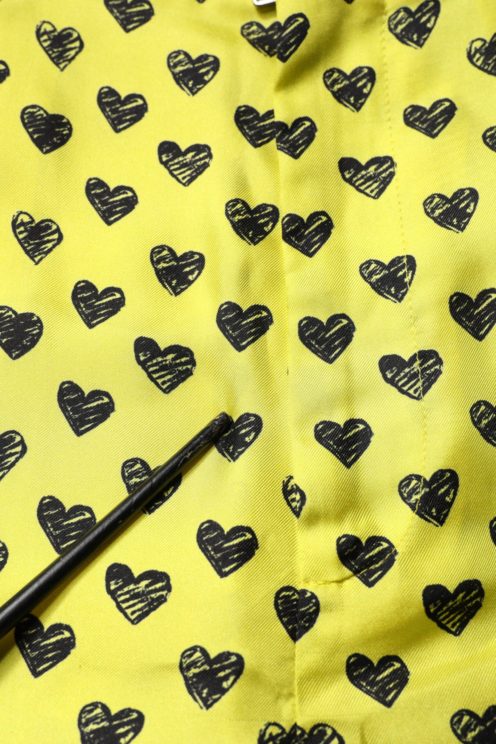 Dolce & Gabbana Green Silk Heart Print Bermuda Shorts