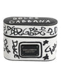Dolce & Gabbana Black White Leather Scribble Embossed Logo Airpods Case